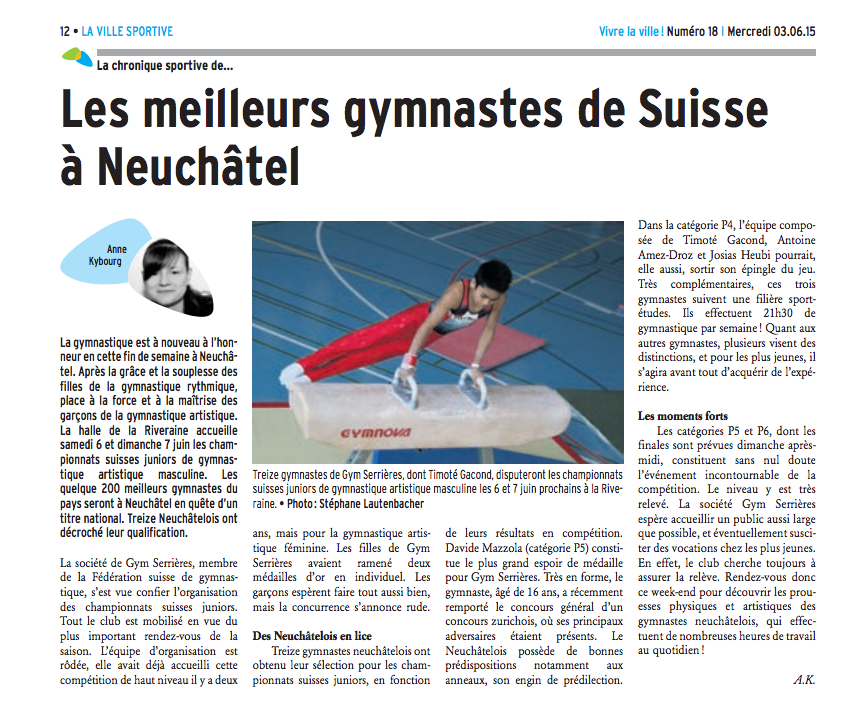 Les meilleurs gymnastes de Suisse à Neuchâtel.